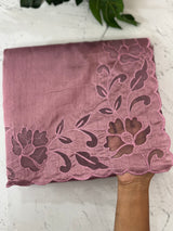 Semi silk saree with applique borders MSH231 DustyMauve