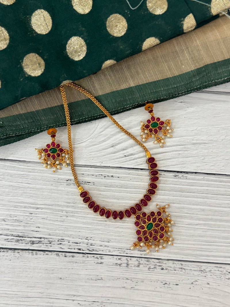 Antique matte Necklace Set