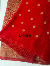Semi banarasi Khaddi Georgette saree - MS1499 RED