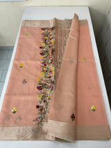 Soft Tissue linen Silk embriodery saree MS49876