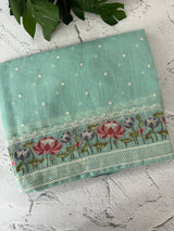 Semi linen saree with embroidery- MS15167