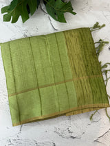 Semi soft Matka silk saree with borders MSS599 Green