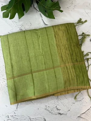 Semi soft Matka silk saree with borders MSS599 Green