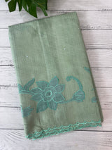 Soft tissue kota checks saree with applique work - MSH5407 Pastel BluemixGreen