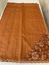 Cutwork Semi tussar saree MTSS680 DustyOrange