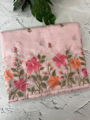 Silky kota saree with embriodery MS16263 PastelPink