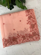 Cutwork Moonga checks saree MSH202- Peach