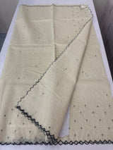 Mul Chanderi Tissue silk saree with foil work & scalloped borders - MNM249 Black