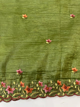 Crush Organza embroidery saree MS14567 LeafGreen