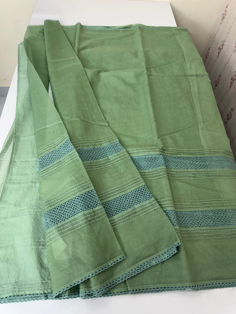 Supernet saree with crochet work and lace border MCJ5433