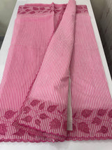 Striped Mul chanderi saree with net applique borders MSH987