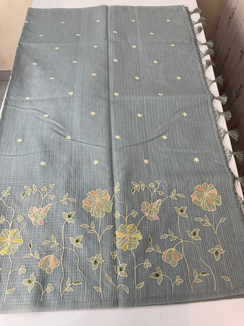 Applique and embroidery work 
 Kota Silk saree MSH118