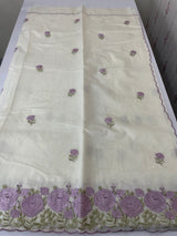Mul chanderi embriodery saree with scalloped borders MSH176