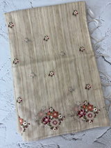 Silky kota embroidery saree with One side border MSK876(3)- Beige