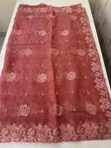 Soft Crush Organza-Chiffon saree with embroidery and cutdana work - MOS5785