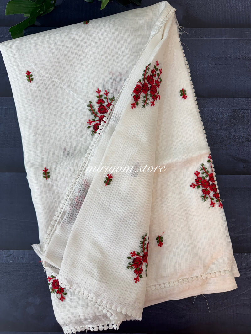 Kota checks embroidery saree