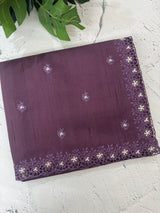Blended tussar saree with cutwork border- MSHK268 DarkMauve