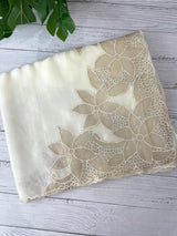 Georgette - Organza saree with applique work MS5089- Cream