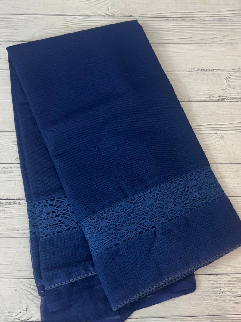 Kota saree with crochet work and lace border MCJ879 DarkBlue