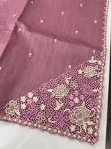 Cutwork Semi tussar saree MTSS674 OnionPink