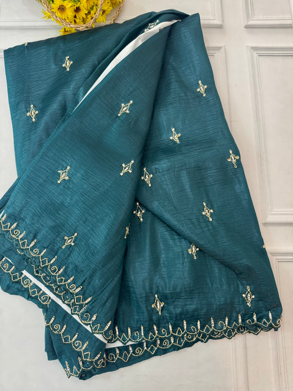 Handworked crush Organza saree MGTS1176