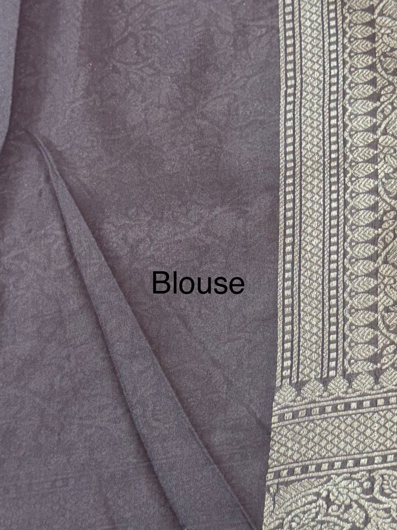 Banarasi semi katan saree in silver zari SHSNRIC