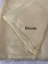 Soft crush Organza saree with beads work MBS679 Pastel DustyYellow