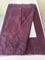 Organza saree with cutwork borders - MSH005 - Wine