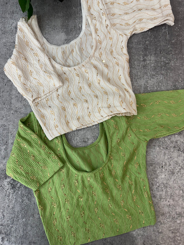 Stretchable Readymade blouse with sequence work : SIZE 32 - Combo