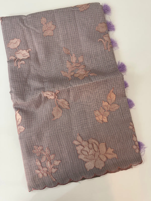Silky kota embroidery saree  MSK890 DuskyMauve