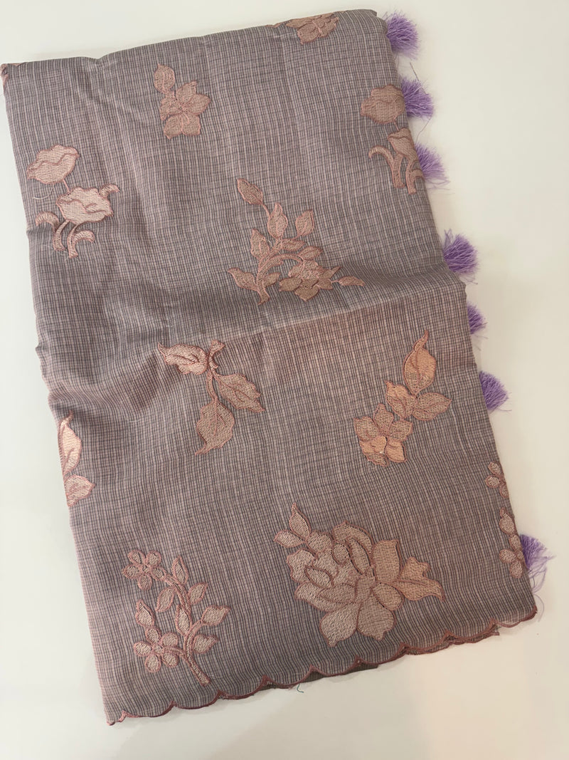 Silky kota embroidery saree  MSK890 DuskyMauve