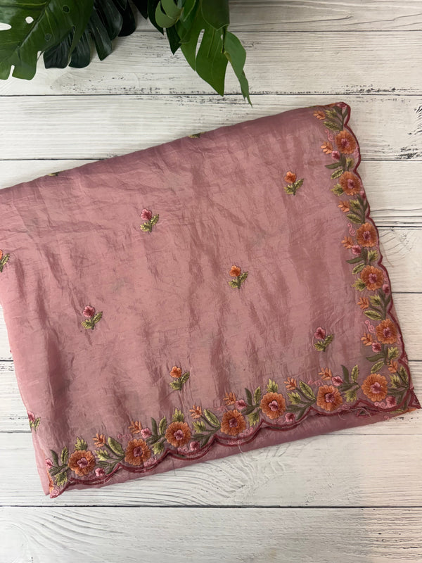 Crush Organza embroidery saree MS14567 OnionPink