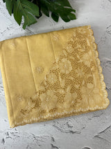 Soft crepe tussar silk saree with embroidery and cutwork on pallu MSH207 - ButterYellow