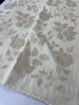 Lines Mul chanderi saree with tissue applique work MSH147- Offwhite