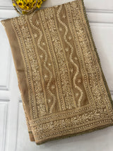 Crush organza saree with chikankari embriodery MS76551/1 Dusky khakhi Green