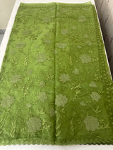 Soft organza saree with applique and thread work - MSH956 (2) DustyGreen