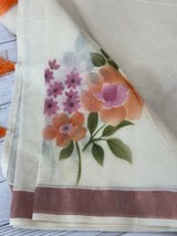 Kerala cotton saree with floral prints