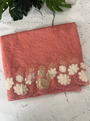Soft Organza saree with thread work and tissue applique borders - MCW605