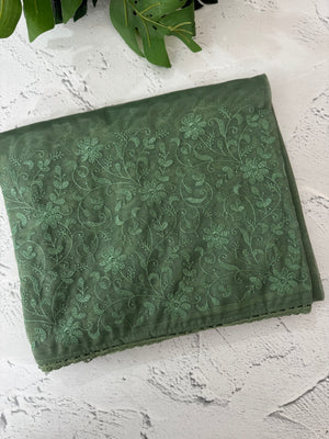 Glass tissue organza saree with embroidery MSF121 (1) JadeGreen