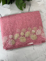 Soft Organza saree with thread work and tissue applique borders - MCW605 PastelPink