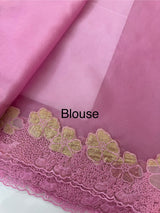Soft organza saree with turkish applique borders- MCW735