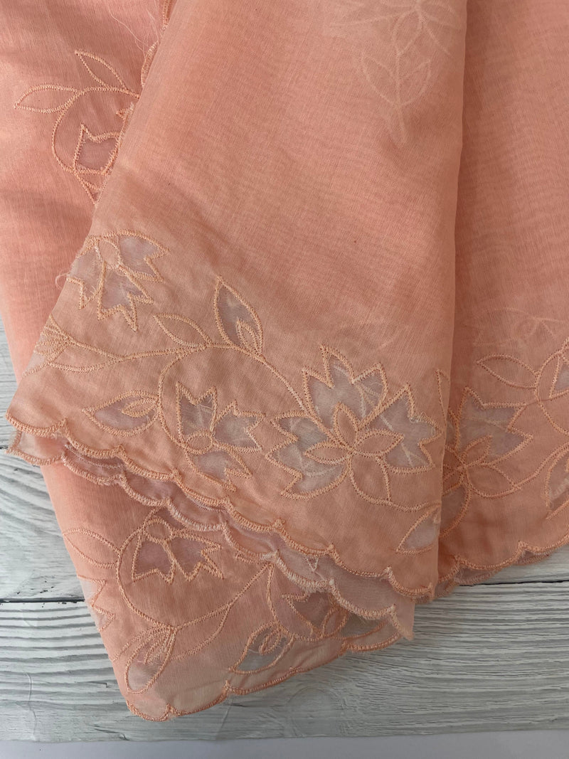 Mul chanderi saree with applique borders MSH112 Peach