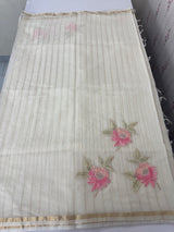 Mul chanderi applique work saree  MSH7371