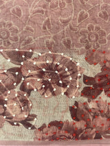 Tissue linen saree with digital prints and knot embroidery MLS3901