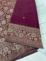 Semi banarasi Crepe Chiffon saree - MS1499 WINE