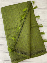 Cutwork Blended Jute - tussar saree MTS9079