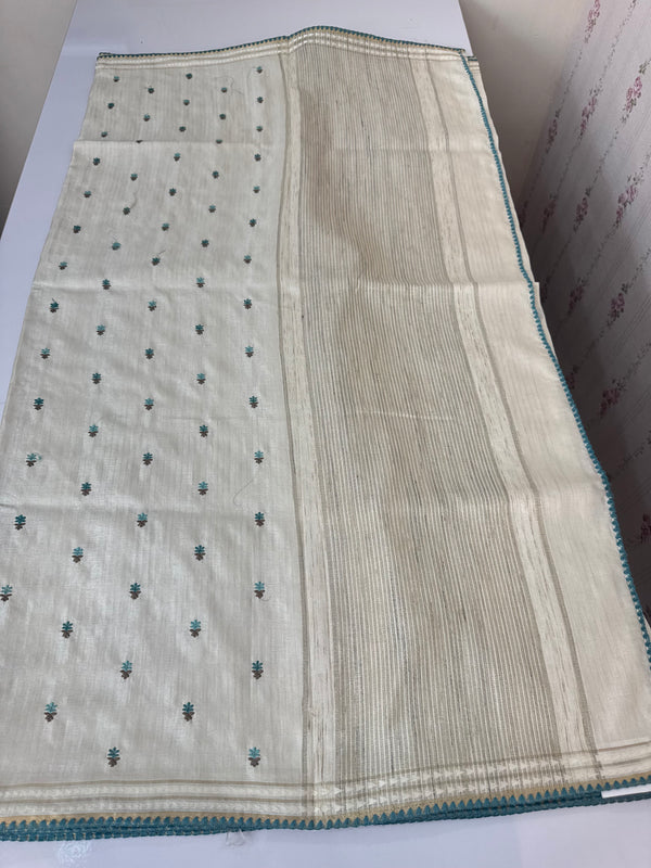 Blended soft tussar saree with thread work MTS9965