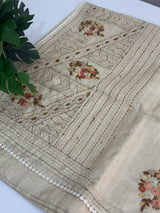 Handworked Blended tussar silk saree MS90543