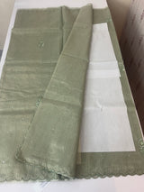 Tissue silk saree with foil work and cutdana scalloped border 
MTSS432 - DuskyGreen