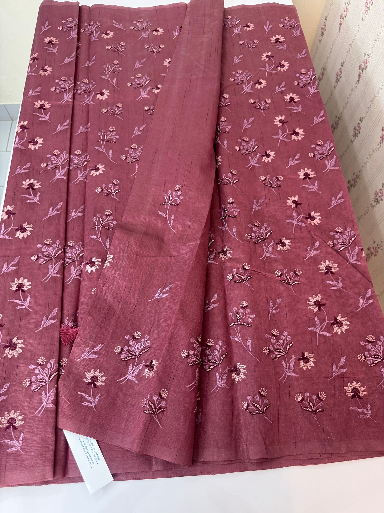 Crushed Blended tussar silk saree with embroidery- MSB7654